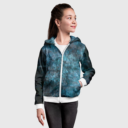 Детская толстовка на молнии Абстракция - dark blue / 3D-Белый – фото 4