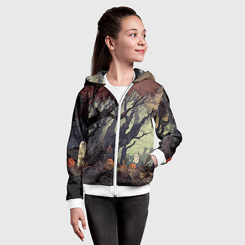 Детская толстовка на молнии Призрачный лес / 3D-Белый – фото 4