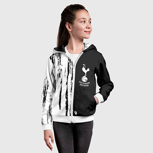 Детская толстовка на молнии Tottenham Hotspur белые краски / 3D-Белый – фото 4