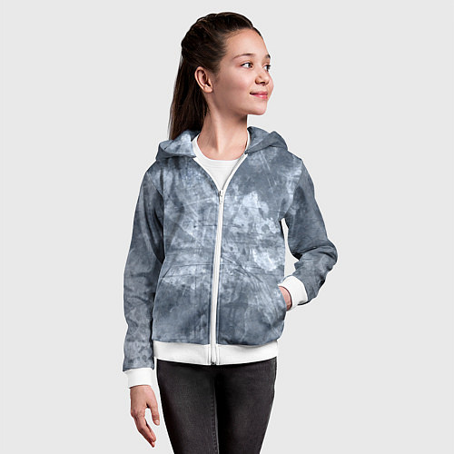 Детская толстовка на молнии Абстракция - gray-blue / 3D-Белый – фото 4