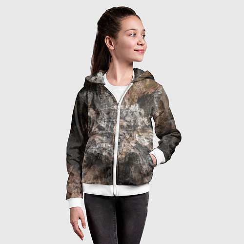 Детская толстовка на молнии Абстракция - brown darkness / 3D-Белый – фото 4