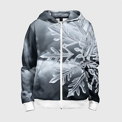 Толстовка на молнии детская Снежинка на черно белое, цвет: 3D-белый