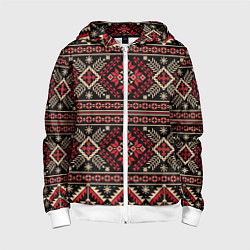 Толстовка на молнии детская Этнический славянский орнамент, цвет: 3D-белый
