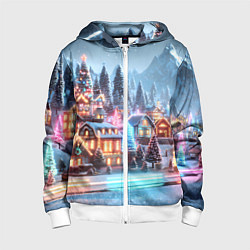 Детская толстовка на молнии Городок в новогодних огоньках