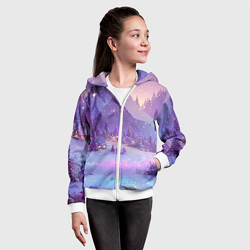 Детская толстовка на молнии Новогодняя магическая атмосфера / 3D-Белый – фото 4