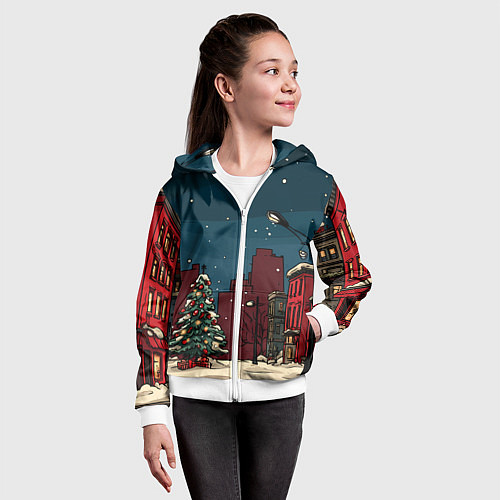 Детская толстовка на молнии Новогодняя ночь / 3D-Белый – фото 4