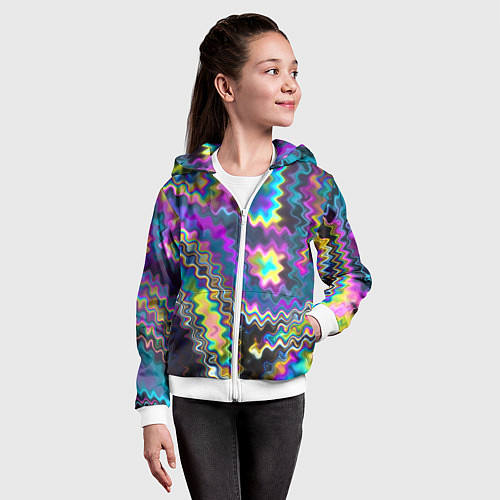 Детская толстовка на молнии Абстракция переливы / 3D-Белый – фото 4