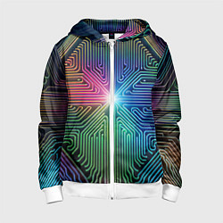 Толстовка на молнии детская Линейная графика, цвет: 3D-белый