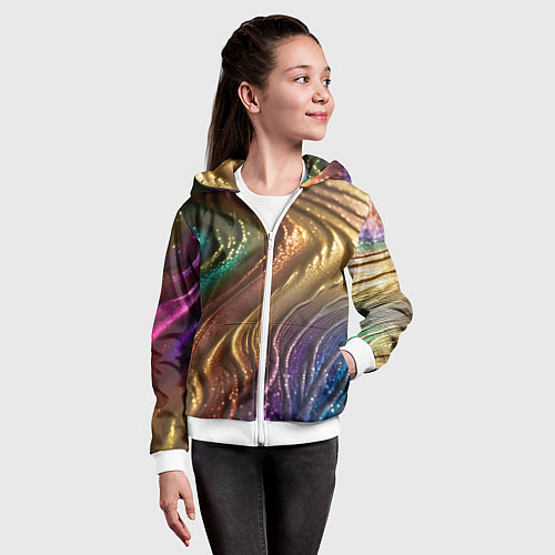 Детская толстовка на молнии Сморщенные складочки жидкости / 3D-Белый – фото 4