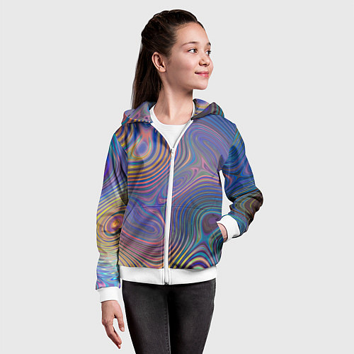 Детская толстовка на молнии Абстрактная рябь / 3D-Белый – фото 4