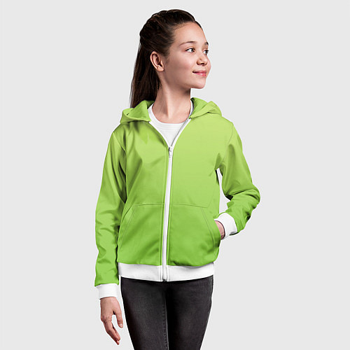 Детская толстовка на молнии Color lime green / 3D-Белый – фото 4