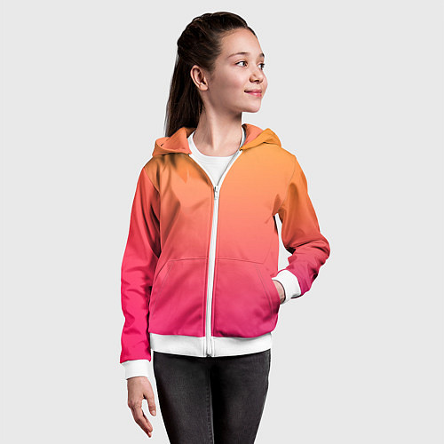 Детская толстовка на молнии Color orange pink / 3D-Белый – фото 4