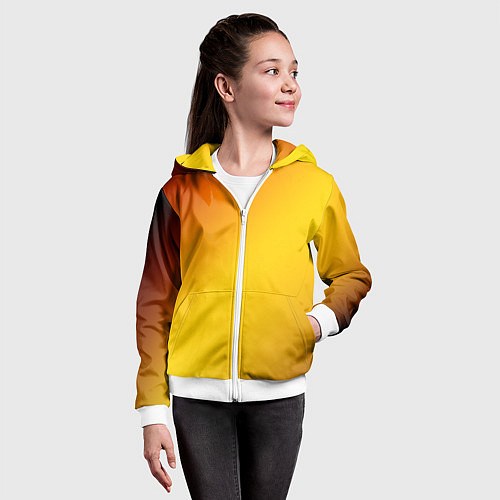 Детская толстовка на молнии Color yellow red gradient / 3D-Белый – фото 4