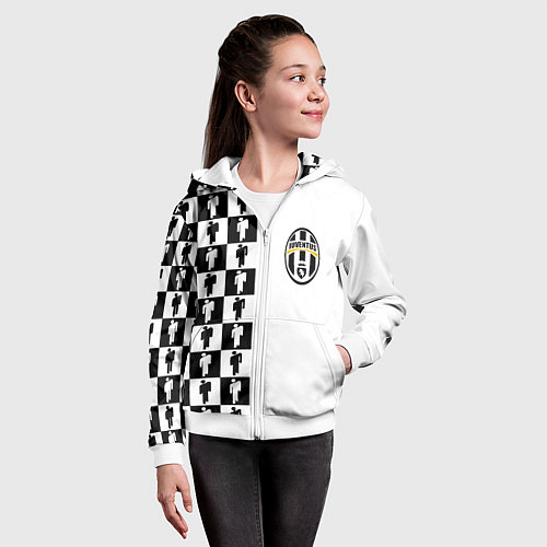 Детская толстовка на молнии Ювентус паттерн люди / 3D-Белый – фото 4