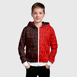 Толстовка на молнии детская Знаки рун, цвет: 3D-белый — фото 2