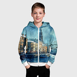 Толстовка на молнии детская Снегопад в Санкт-Петербурге, цвет: 3D-белый — фото 2