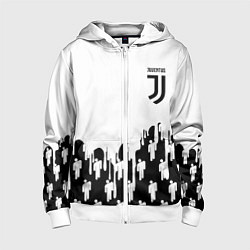Толстовка на молнии детская Ювентус краски люди, цвет: 3D-белый