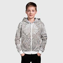 Толстовка на молнии детская Вензельные цветы, цвет: 3D-белый — фото 2