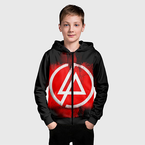 Детская толстовка на молнии Linkin Park: Red style / 3D-Черный – фото 3