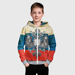 Толстовка на молнии детская Герб имперской России, цвет: 3D-меланж — фото 2