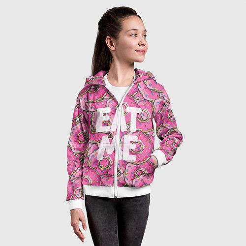 Детская толстовка на молнии Eat me, Homer / 3D-Белый – фото 4