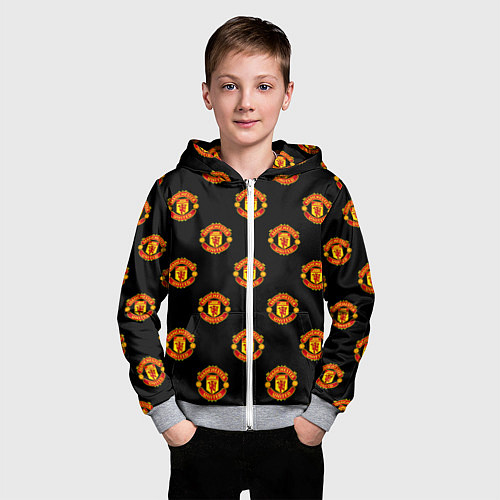 Детская толстовка на молнии Manchester United Pattern / 3D-Меланж – фото 3
