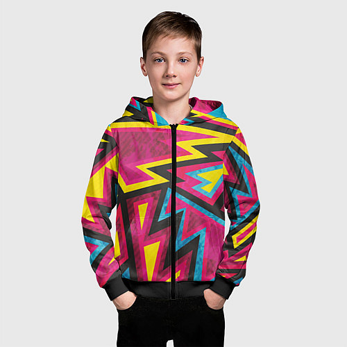 Детская толстовка на молнии Геометрия / 3D-Черный – фото 3