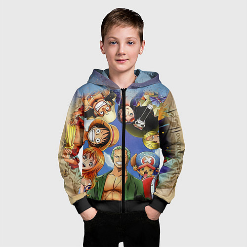 Детская толстовка на молнии One Piece / 3D-Черный – фото 3