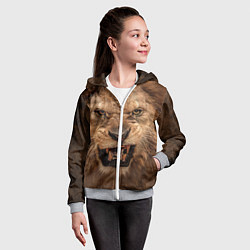 Толстовка на молнии детская Взгляд льва, цвет: 3D-меланж — фото 2