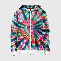 Толстовка на молнии детская Tie dye, цвет: 3D-белый