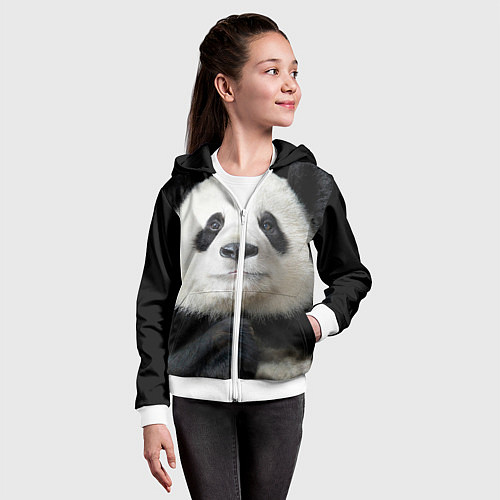 Детская толстовка на молнии Взгляд пандочки / 3D-Белый – фото 4