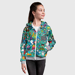 Толстовка на молнии детская Стикербомбинг, цвет: 3D-меланж — фото 2