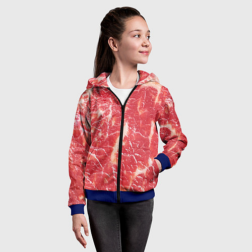 Детская толстовка на молнии Мясо / 3D-Синий – фото 4