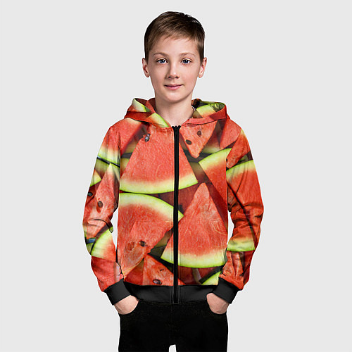 Детская толстовка на молнии Дольки арбуза / 3D-Черный – фото 3