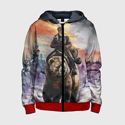 Детская толстовка на молнии Красноармеец на медведе