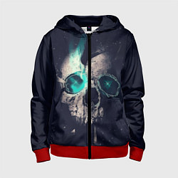 Толстовка на молнии детская Skull eyes, цвет: 3D-красный