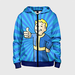 Толстовка на молнии детская Fallout Blue, цвет: 3D-синий