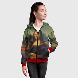 Толстовка на молнии детская Леонардо да Винчи - Мона Лиза, цвет: 3D-красный — фото 2