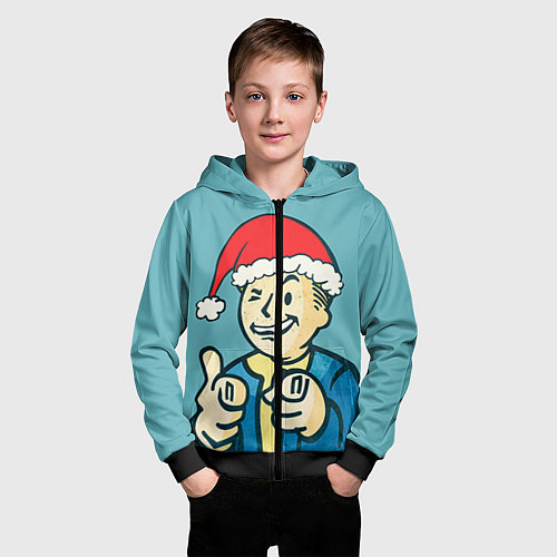 Детская толстовка на молнии Fallout New Year / 3D-Черный – фото 3