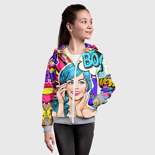 Детская толстовка на молнии Pop art / 3D-Меланж – фото 4