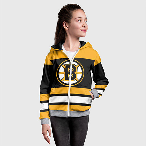 Детская толстовка на молнии Boston Bruins / 3D-Меланж – фото 4