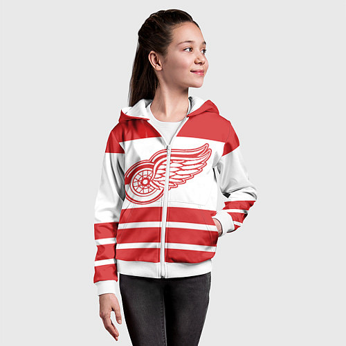 Детская толстовка на молнии Detroit Red Wings / 3D-Белый – фото 4