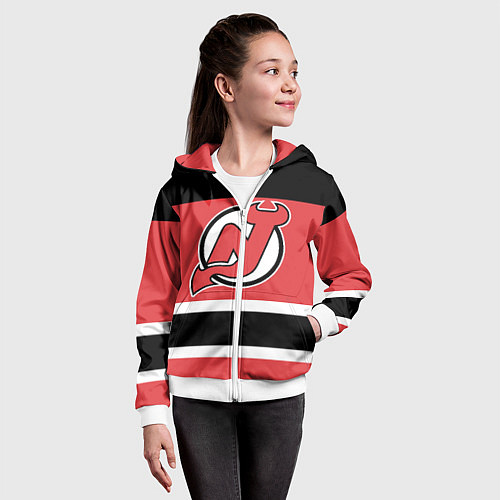 Детская толстовка на молнии New Jersey Devils / 3D-Белый – фото 4