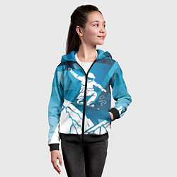 Толстовка на молнии детская Горы и сноубордист, цвет: 3D-черный — фото 2