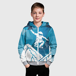 Толстовка на молнии детская Горы и сноубордист, цвет: 3D-меланж — фото 2