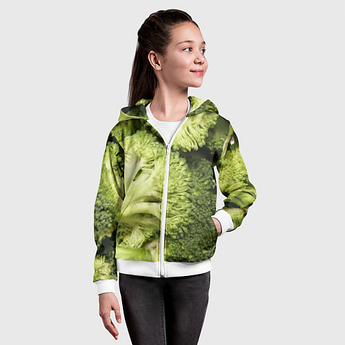 Детская толстовка на молнии Брокколи / 3D-Белый – фото 4