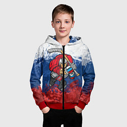 Толстовка на молнии детская Русский хоккеист, цвет: 3D-красный — фото 2