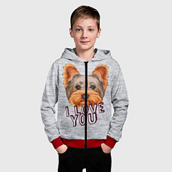 Толстовка на молнии детская Йоркширский терьер, цвет: 3D-красный — фото 2