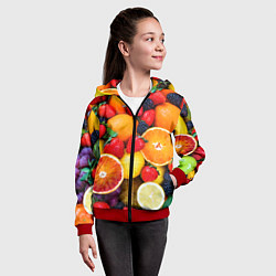 Толстовка на молнии детская Мультифрукт, цвет: 3D-красный — фото 2