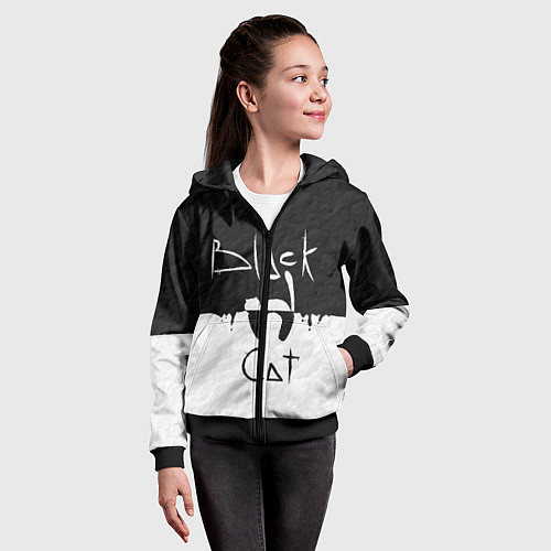 Детская толстовка на молнии Black cat / 3D-Черный – фото 4